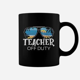 Teacher Off Duty Sunglasses Palm Tree Beach Sunset Coffee Mug - Seseable