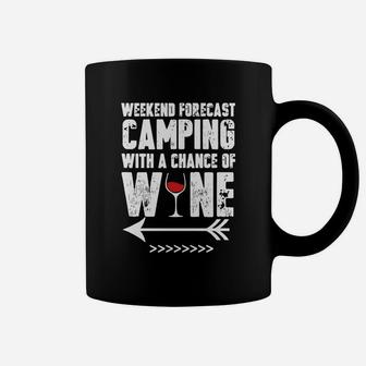 Teelove Weekend Forecast Camping With A Chance Of Wine Tee Coffee Mug - Seseable