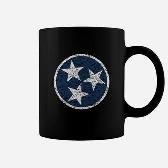 Tennessee Flag Symbol - Blue Distressed T-shirt Coffee Mug - Seseable