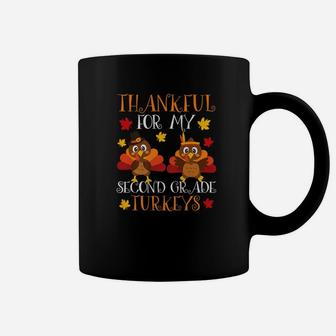 Thankful 2nd Grade Turkey Teacher Thanksgiving Coffee Mug - Seseable