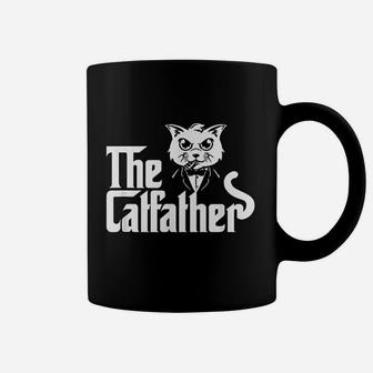 The Catfather Funny Cat Dad Tuxedo Cat Papa Coffee Mug - Seseable