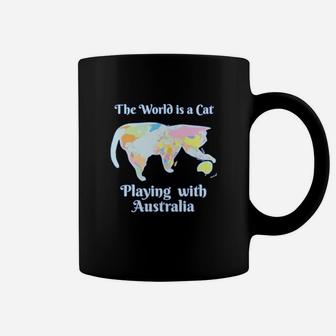 The World Is Cat Is Playing With Australia Coffee Mug - Seseable