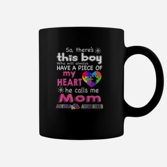 Theres This Boy He Call Me Mom Awareness Coffee Mug - Seseable