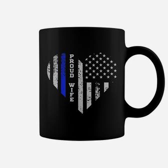 Thin Blue Line Heart Wife Of Police Proud Usa Coffee Mug - Seseable
