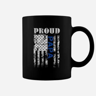Thin Blue Line Proud Papa Shirt Gift For Papa Coffee Mug - Seseable