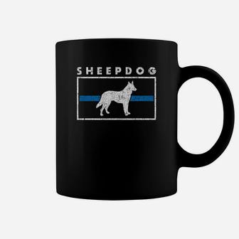 Thin Blue Line Sheepdog Police Officer German Shepherd Coffee Mug - Seseable