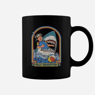 This Is Me Funny Stay Positive Shark Attack Retro Comedy Coffee Mug - Seseable
