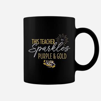 This Teacher Sparkles Purple And Gold Coffee Mug - Seseable
