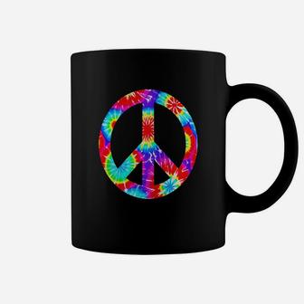 Tie Dye Flower Peace Sign T Shirt Hippy 60s 70s Costume Coffee Mug - Seseable