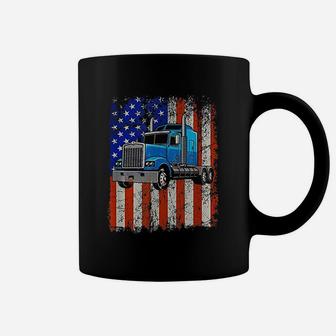 Truck Driver American Flag Proud Trucker T-Shirt Coffee Mug - Seseable