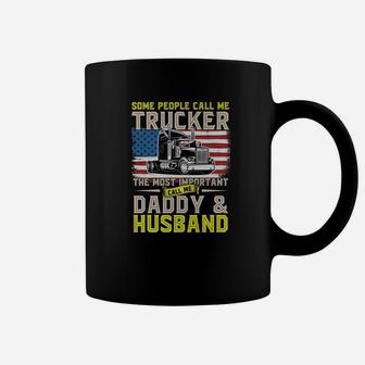 Truck Driver Gift Trucker Daddy Husband Us Flag Coffee Mug - Seseable