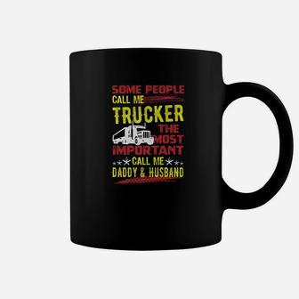 Truck Driver Husband Daddy Truckers Wife Gif Coffee Mug - Seseable