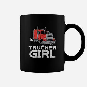 Trucker Girl Trucking Semi Truck Driver Wife Mom Women Gift Coffee Mug - Seseable