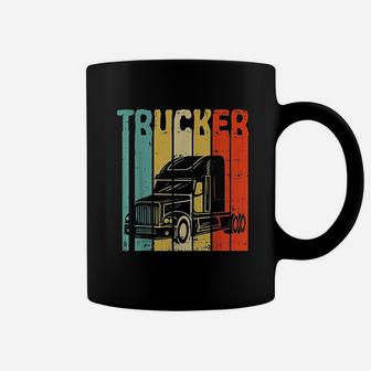 Trucker Retro Truckin Big Rig Semi Trailer Truck Driver Gift Coffee Mug - Seseable