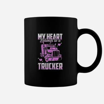 Trucker Wife Boyfriend Truck Driver Ladies Trucker Coffee Mug - Seseable