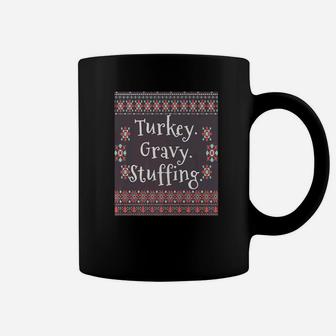 Turkey Dinner Thanksgiving Or Christmas Ugly Coffee Mug - Seseable
