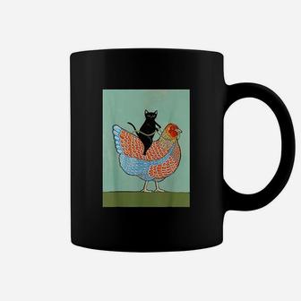 Tuxedo Cat Riding A Chicken Coffee Mug - Seseable