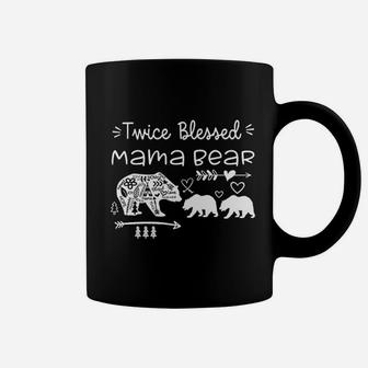 Twice Blessed Mama Bear Mother Of Two Or Twins Mom Gift Coffee Mug - Seseable