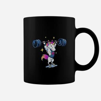 Unicorn Weightlifting Fitness Gym Deadlift Rainbow Coffee Mug - Seseable