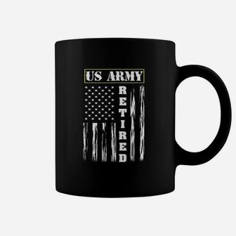 Us Army Retired Distressed American Flag Coffee Mug - Seseable