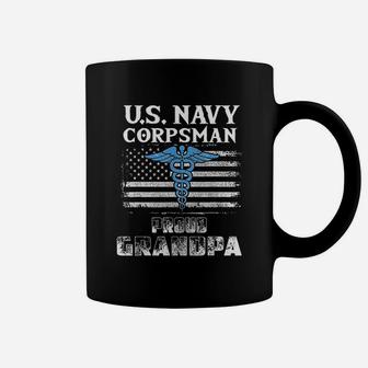 Us Navy Corpsman Proud Grandpa Awesom Coffee Mug - Seseable
