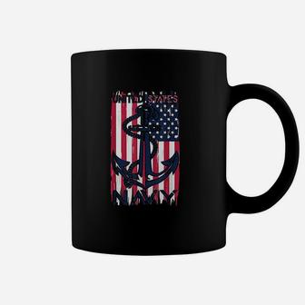 Us Navy Flag With Anchor For Navy Veterans And Soldiers Coffee Mug - Seseable