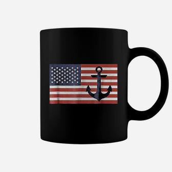 Usa American Flag Nautical Blue Anchor Patriotic Coffee Mug - Seseable
