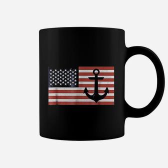 Usa American Flag Nautical Blue Anchor Patriotic Coffee Mug - Seseable