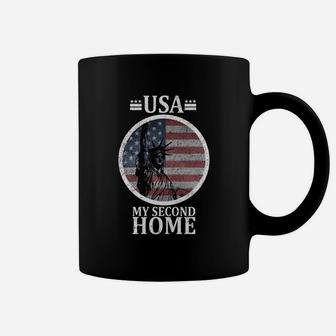 USA-Themen-Tassen im Vintage-Look, My Second Home mit Amerikanischer Flagge - Seseable