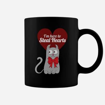 Valentines Cat Lover Heart Red Stealing Hearts Gift Coffee Mug - Seseable