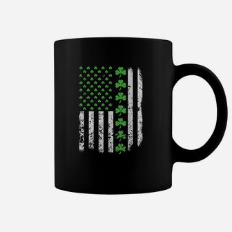 Vintage American Usa Flag Shamrock Green Clover Coffee Mug - Seseable