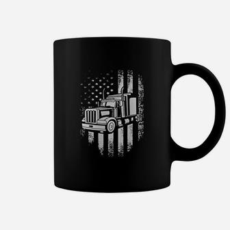 Vintage American Usa Flag Truck Trucker Coffee Mug - Seseable