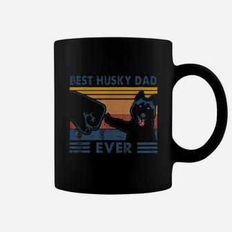 Vintage Best Husky Dad Ever Fist Bump Funny Husky Lover Coffee Mug - Seseable