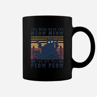 Vintage Black Cat You Mess With The Meow Meow Coffee Mug - Seseable