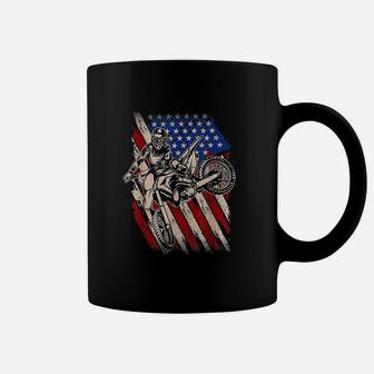 Vintage Dirt Bike Motocross American Flag 4th Of July Coffee Mug - Seseable