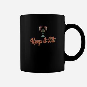 Vintage Hanukkah Gift Idea White Elephant Keep It Lit Coffee Mug - Seseable