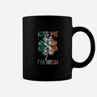 Vintage Kiss Me I Am Irish Ireland Flag Shamrock St Patty Day Coffee Mug - Seseable