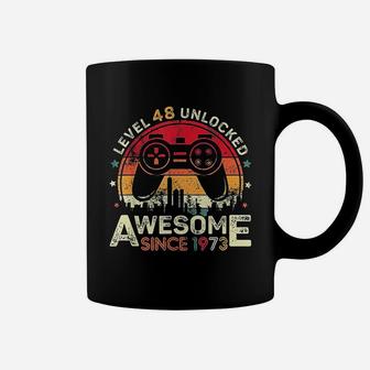 Vintage Level 49 Unlocked Awesome Since 1973 Funny 49th Bday Coffee Mug - Seseable