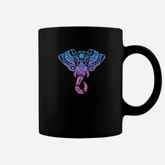 Vintage Mandala Elephant Drawing Blue Purple Pink Coffee Mug - Seseable