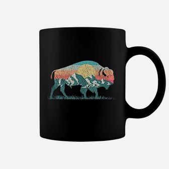Vintage National Park Bison Landscape Buffalo Coffee Mug - Seseable