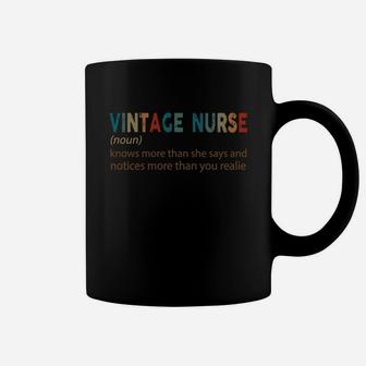 Vintage Nurse Knows More Than She Says And Notices More Coffee Mug - Seseable