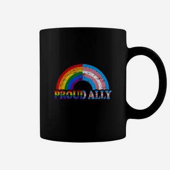 Vintage Proud Ally Flag Rainbow Lgbt Transgender Pride Month Shirt Coffee Mug - Seseable