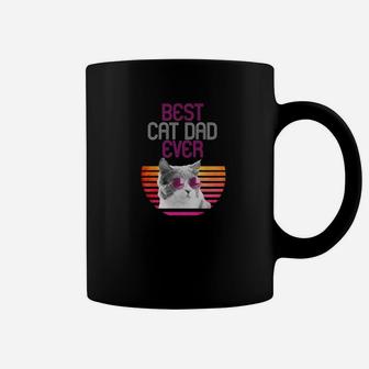 Vintage Retro Best Cat Dad Ever Father Gift Coffee Mug - Seseable