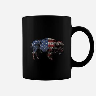 Vintage Retro Bison American Flag Buffalo Simple Coffee Mug - Seseable
