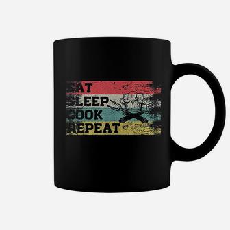 Vintage Retro Eat Sleep Cook Repeat Coffee Mug - Seseable