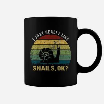 Vintage Retro Snail Lover I Just Really Like Snails Ok Coffee Mug - Seseable