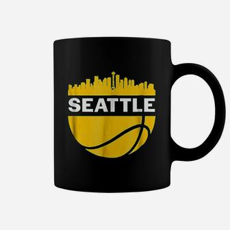Vintage Seattle Washington Cityscape Basketball Coffee Mug - Seseable