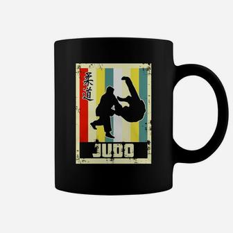 Vintage Style Judo Silhouette - Japanese Symbol Tee Shirt Coffee Mug - Seseable