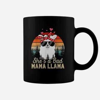 Vintage Sunset She Is A Bad Mama Llama Funny Mothers Day Coffee Mug - Seseable
