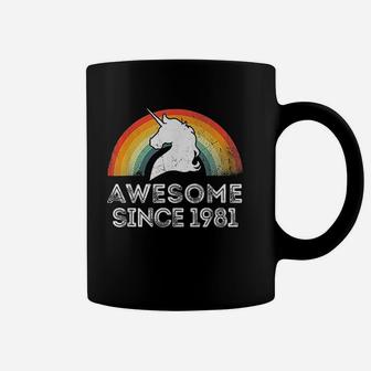 Vintage Unicorn Awesome Since 1981 40th Birthday 40 Year Old Coffee Mug - Seseable